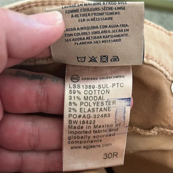 AG Adriano Goldschmied Pants Womens 30 Beige Ankle Leggings Super Skinny Adult - Picture 7 of 11